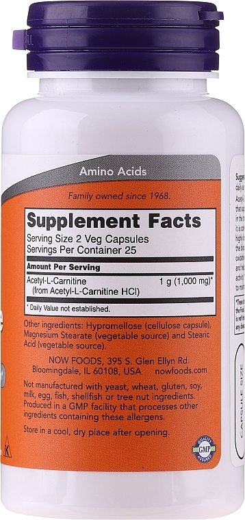 Dietary Supplement "Acetyl-L Carnitine", 500 mg - Now Foods Acetyl-L Carnitine — photo N8