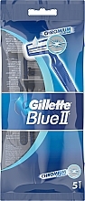 Disposable Shaving Razor Set, 5 pcs - Gillette Blue II Chromium — photo N1
