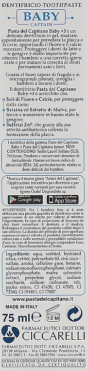 Kids Toothpaste with Strawberry Flavor, 3+ years - Pasta del Capitano — photo N2