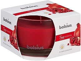 Scented Candle in Glass "Pomegranate", 63/90 mm - Bolsius True Scents Candle — photo N1