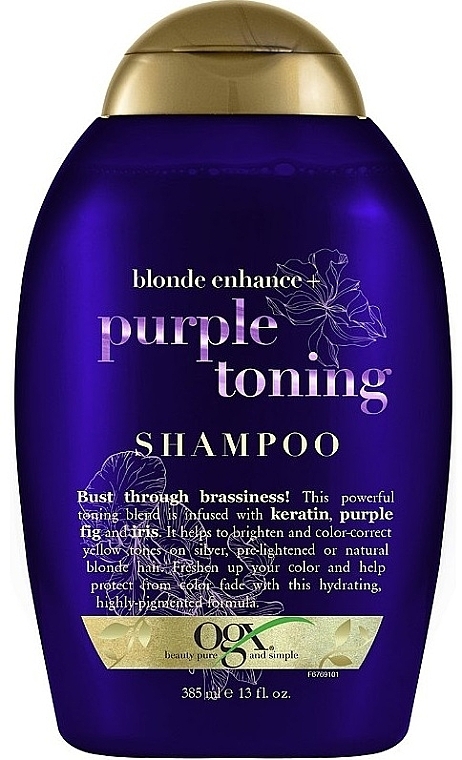 Shampoo for Blond and Gray Hair - OGX Blonde Enhance+ Purple Toning Shampoo — photo N1