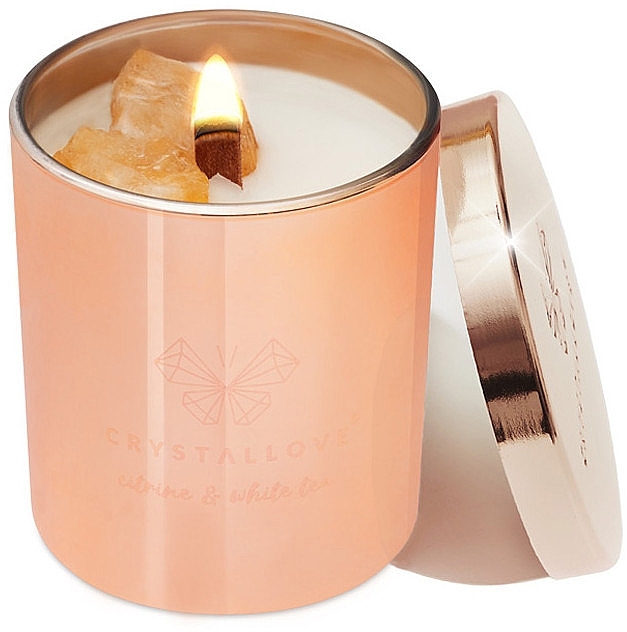 Lemon & White Tea Soy Candle - Crystallove Citrine Soy Candle & White Tea — photo N1