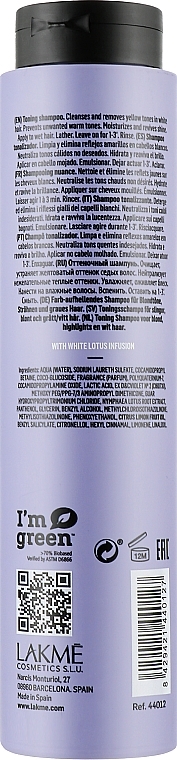 Toning Anti-Yellow Hair Cream - Lakme Teknia White Silver Shampoo — photo N3