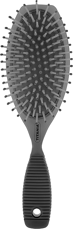 Massaging Hair Brush, 10 rows, gray - Titania — photo N1