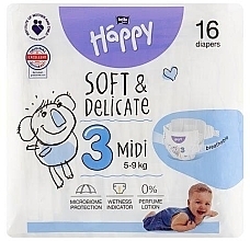Fragrances, Perfumes, Cosmetics Baby Diapers 5-9 kg, size 3 Midi, 16 pcs - Bella Baby Happy Soft & Delicate