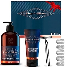 Fragrances, Perfumes, Cosmetics Set - Gillette King C. (sh/gel/350ml + shav/gel/150ml + razor/1pcs + razors/5pcs)