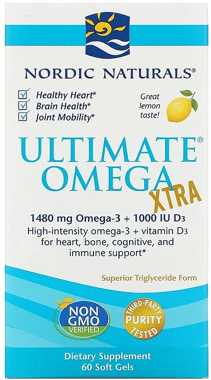Dietary Supplement with Lemon Taste "Omega + D3" 1480mg - Nordic Naturals Ultimate Omega Xtra — photo N3