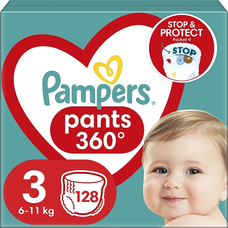 Diaper Pants, size 3, 6-11 kg, 128 pcs - Pampers — photo N1