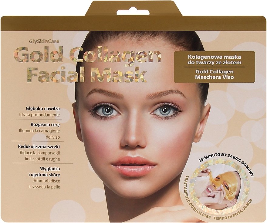 Collagen Face Mask with Gold - GlySkinCare Gold Collagen Facial Mask — photo N2