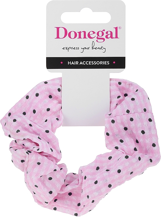 Hair Tie, FA-5647, pink with polka dots - Donegal — photo N1