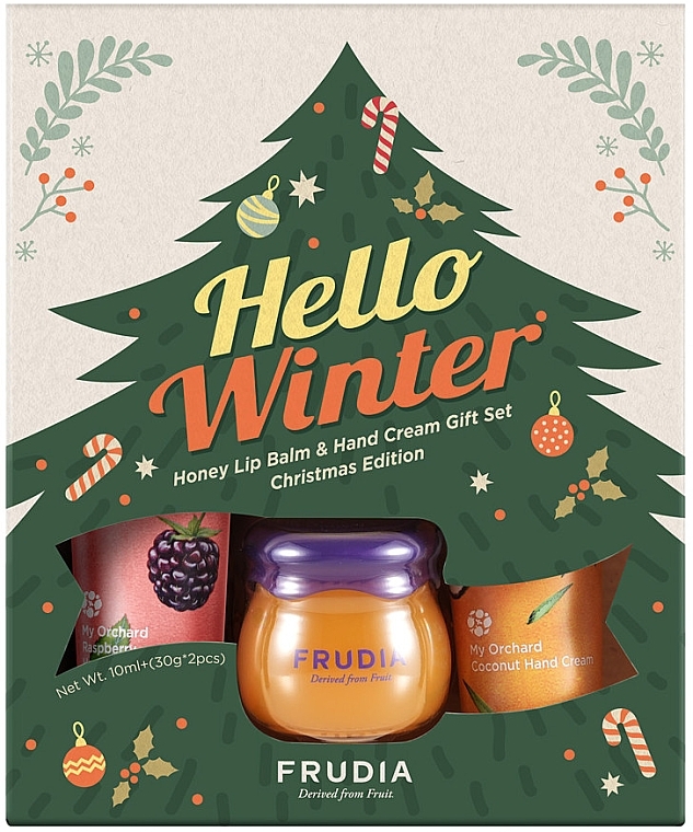 Set - Frudia Hello Winter Honey Lip & Hand Cream Gift Set Christmas Edition (lip/balm/10ml + h/cr/2x30g) — photo N2