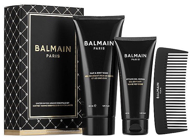 Set - Balmain Homme Essentials Set (h/gel/100ml + b/wash/200ml + brush/1pcs) — photo N1