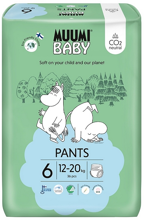 Diapers, Size 6 (12-24 kg), 36 pcs - Muumi Baby — photo N1