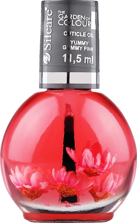 Flower Nail & Cuticle Oil with Brush - Silcare Olive Yummy Gummy Pink Cuticle Oil — photo N1