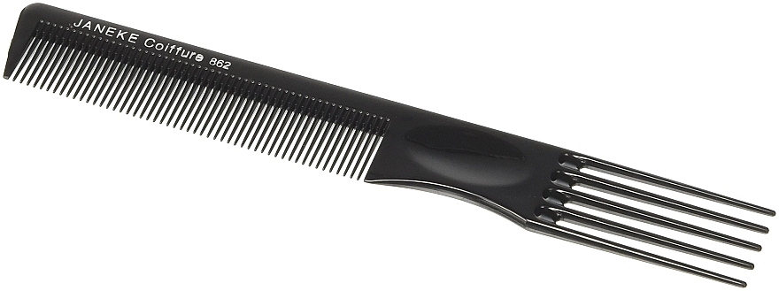 Fork Comb, 20.5 cm, black - Janeke Professional Comb With Picks — photo N1