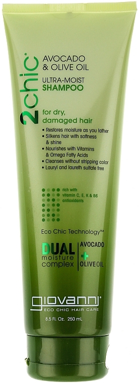 Moisturizing Hair Shampoo - Giovanni 2chic Ultra-Moist Shampoo Avocado & Olive Oil — photo N1