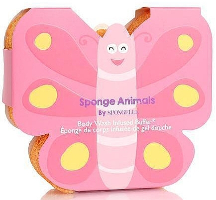 Kids Reusable Foam Bath Sponge 'Butterfly' - Spongelle Animals Sponge Butterfly Body Wash Infused Buffer — photo N2