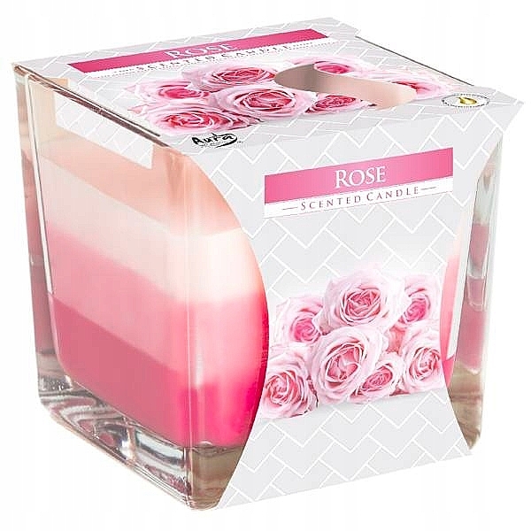 Scented Three-Layer Candle in Glass 'Rose' - Bispol Scented Candle Pink — photo N2