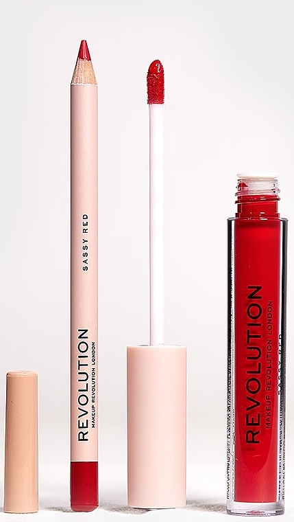 Makeup Revolution Lip Contour Kit Sassy Red (lipstick/3ml + l/pencil/0.8g) - Lip Makeup Set — photo N3