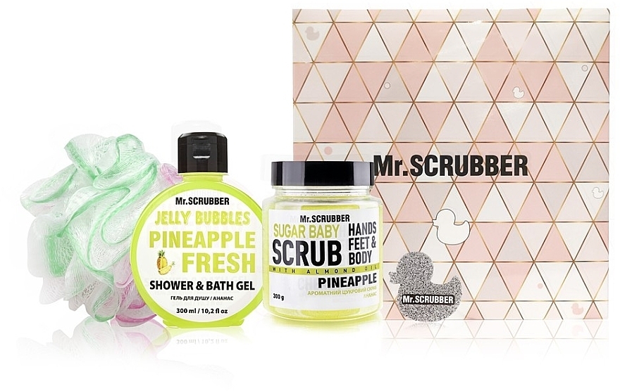 Set - Mr.Scrubber Pineapple (body/scr/300 g + sh/gel/300 ml + sh/sponge) — photo N1