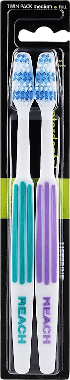 Medium Toothbrush, turquoise+lilac - Listerine Reach Interdental — photo N1