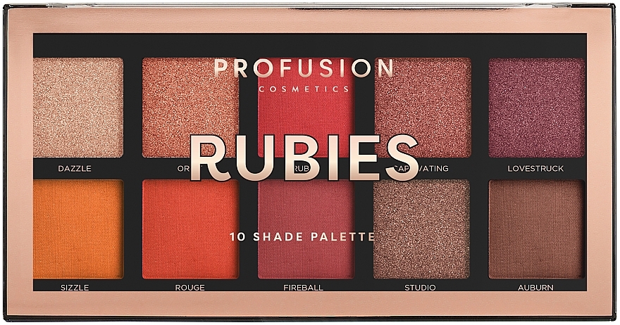 Eyeshadow Palette - Profusion Cosmetics Rubies 10 Shades Eyeshadow Palette — photo N2