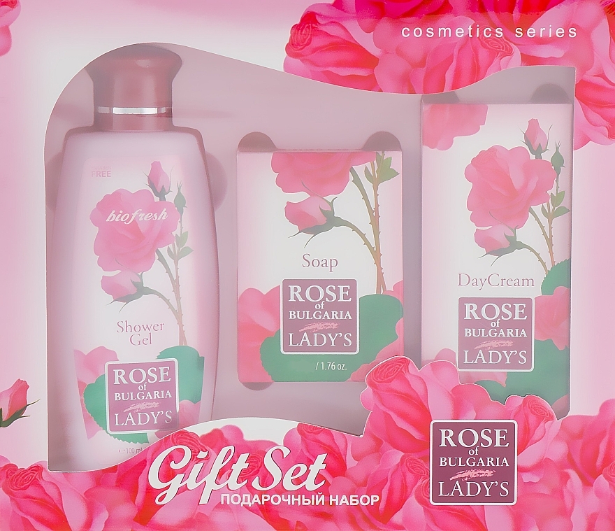 Set - BioFresh Rose of Bulgaria Gift Set (sh/gel/100ml + soap/50g + f/cr/30ml) — photo N1