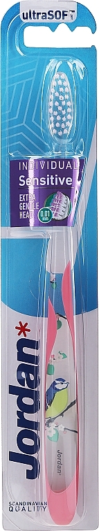 Soft Toothbrush, pink with bird - Jordan Individual Sensitive Ultrasoft — photo N1