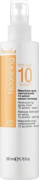 Restructuring Leave-In Hair Spray Mask, PH 4.0-4.5 - Fanola Nourishing Nutri One 10 Actions Restructuring Spray Mask — photo N1