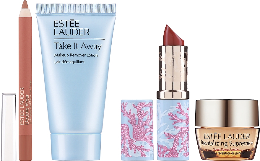 GIFT! Cosmetic Bag with Mini Products - Estee Lauder (remover/30ml + cr/7ml + lip/penc + lip/stick + bag) — photo N2