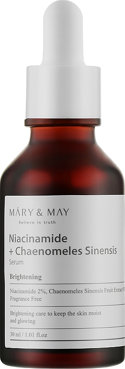 Brightening Serum with Niacinamide & Chaenomeles - Mary & May Niacinamide + Chaenomeles Sinensis Serum — photo N4