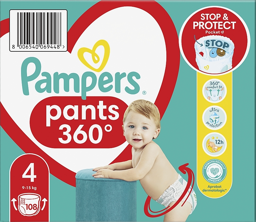 Diaper Pants, size 4 (Maxi) 9-15 kg, Mega Pack 108pcs - Pampers — photo N13