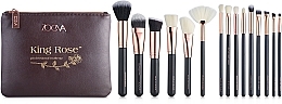 Fragrances, Perfumes, Cosmetics Makeup Brush Set in Makeup Bag, 15 pcs, brown - King Rose