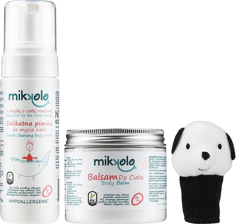 Panda Toy Set - Nova Kosmetyki Mikkolo Carefree Coconut Set (b/balm/200ml + b/foam/150ml + toy/1pc) — photo N1