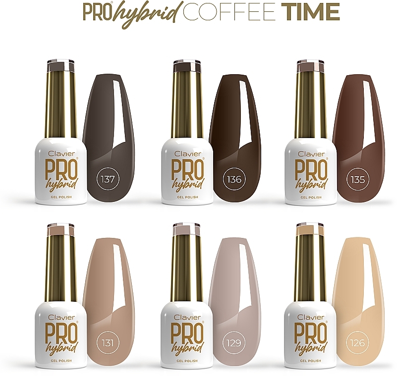 6 Nail Polishes Gift Box - Clavier ProHybrid Gold Coffee Time (nail polish/6x8ml) — photo N2