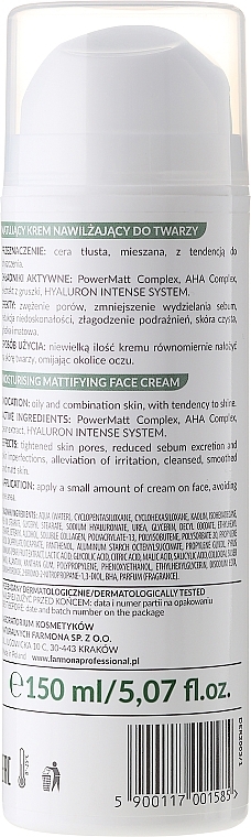 AHA Acids Mattifying Face Cream - Farmona Dermaacne+ Moisturising Mattifying Face Cream — photo N2