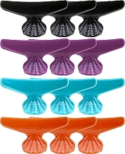 Plastic Claw Clips 'Fashion Hair', purple + black + orange + blue - Comair — photo N4