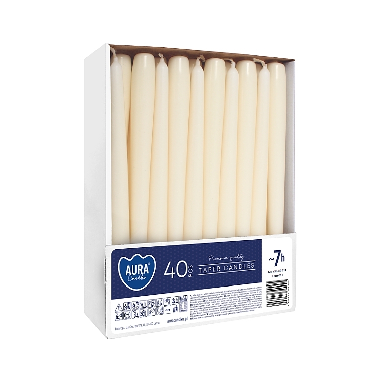 Table Candles Set 245x30mm, 40 pcs, ecru - Bispol — photo N2