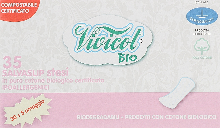 Pantyliners, 35 pcs - Vivicot Bio Pantyliners — photo N1