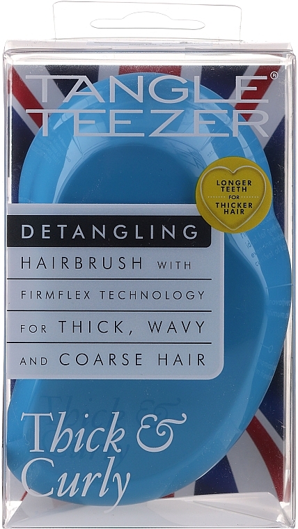 Thick & Curly Hair Brush, blue - Tangle Teezer Thick & Curly Azure Blue — photo N1