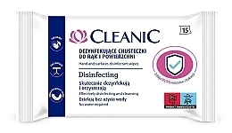 Fragrances, Perfumes, Cosmetics Disinfectant Wipes, 15 pcs - Cleanic Disinfecting Wipes