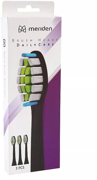 Toothbrush Heads, 3 pcs, black - Meriden Sonic DailyCare Family Black — photo N2