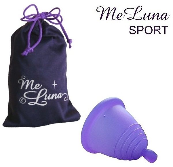 Menstrual Cup with Ball Handle, XL-size, purple - MeLuna Sport Shorty Menstrual Cup Ball — photo N2