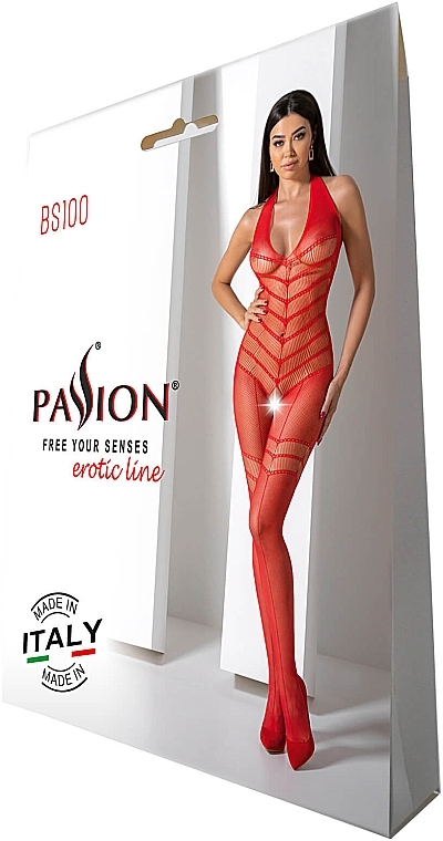 Erotic Bodysuit BS100, red - Passion Bodystocking — photo N1