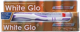 Set "For Smokers", purple toothbrush - White Glo Smokers Formula Whitening Toothpaste (toothpaste/100ml + toothbrush) — photo N1