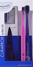 Set, option 41 (purple, pink, purple) - Curaprox Ortho Kit (brush/1pcs + brushes 07,14,18/3pcs + UHS/1pcs + orthod/wax/1pcs + box) — photo N1