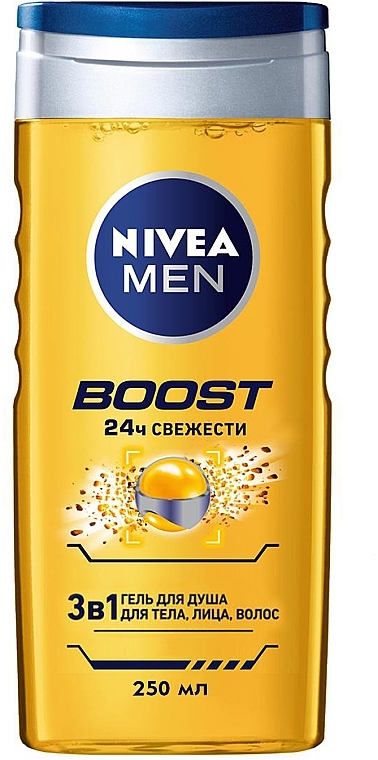 Body, Face & Hair Wash 3in1 - Nivea Men Boost Shower Gel — photo N1