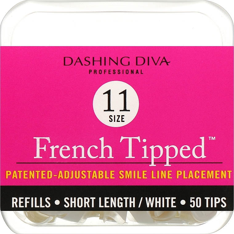 Short Nail Tips "French" - Dashing Diva French Tipped Short White 50 Tips (Size -11) — photo N1