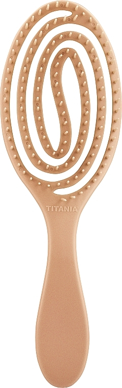 Massage Hair Brush 'Flexi', oval, 24 cm, beige - Titania — photo N1