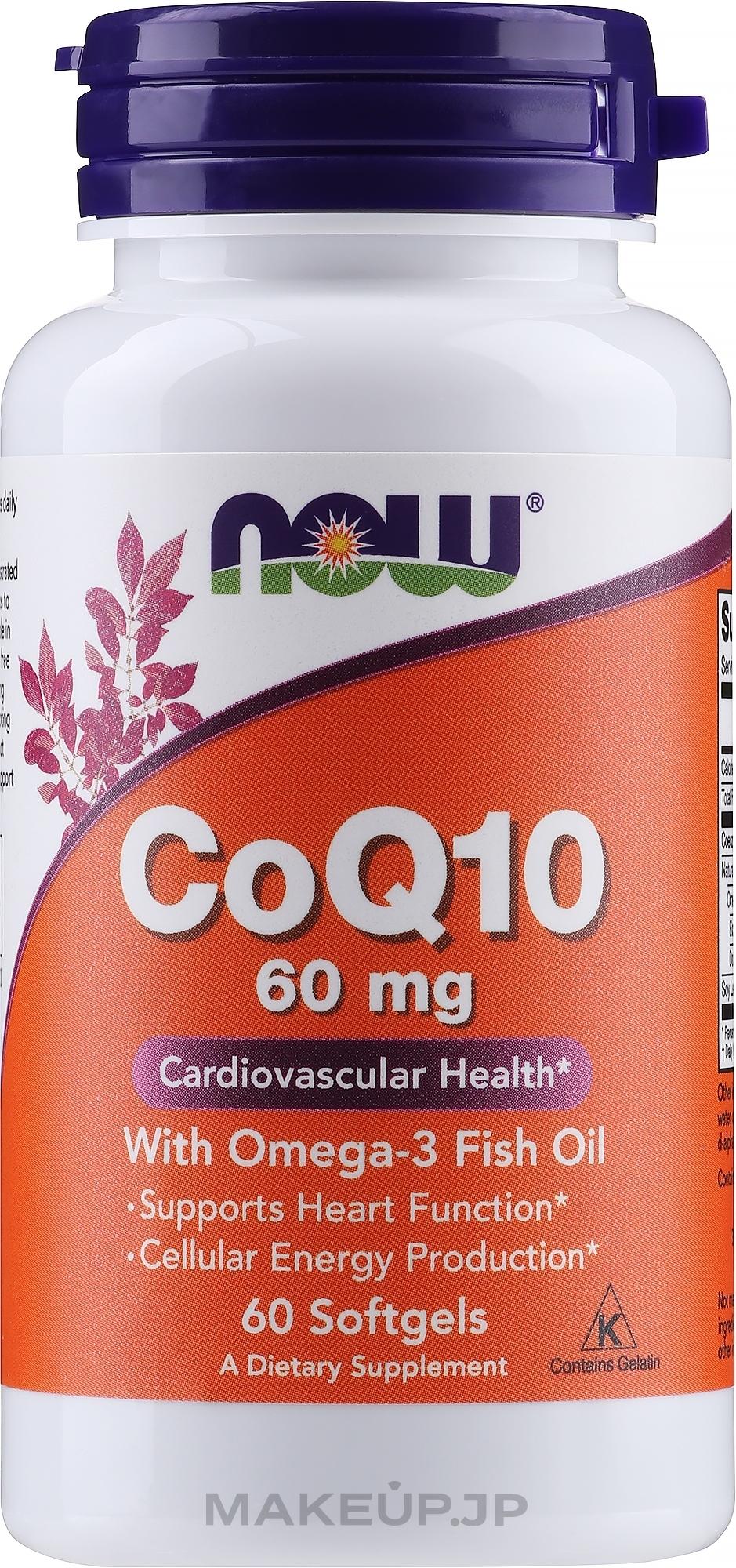 Coenzyme Q10, 60 mg, 60 softgels - Now Foods CoQ10 With Omega-3 — photo 60 ЊВ.